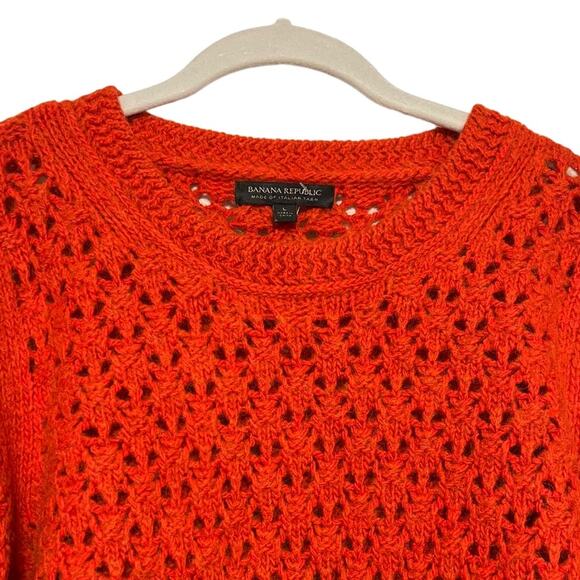 Banana Republic Star Stitch Crochet Sweater in Tamale Womens L - Picture 5 of 9